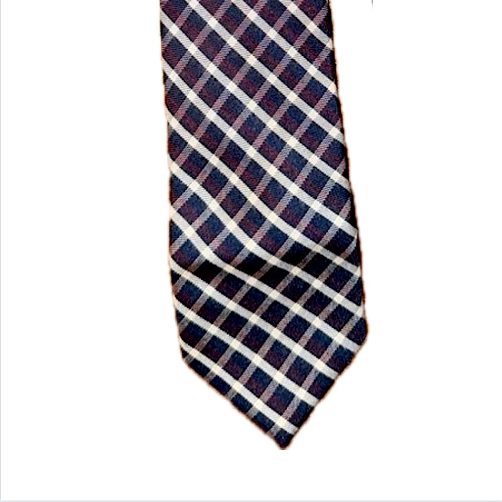 Tommy Hilfiger Navy & Maroon Plaid Tie